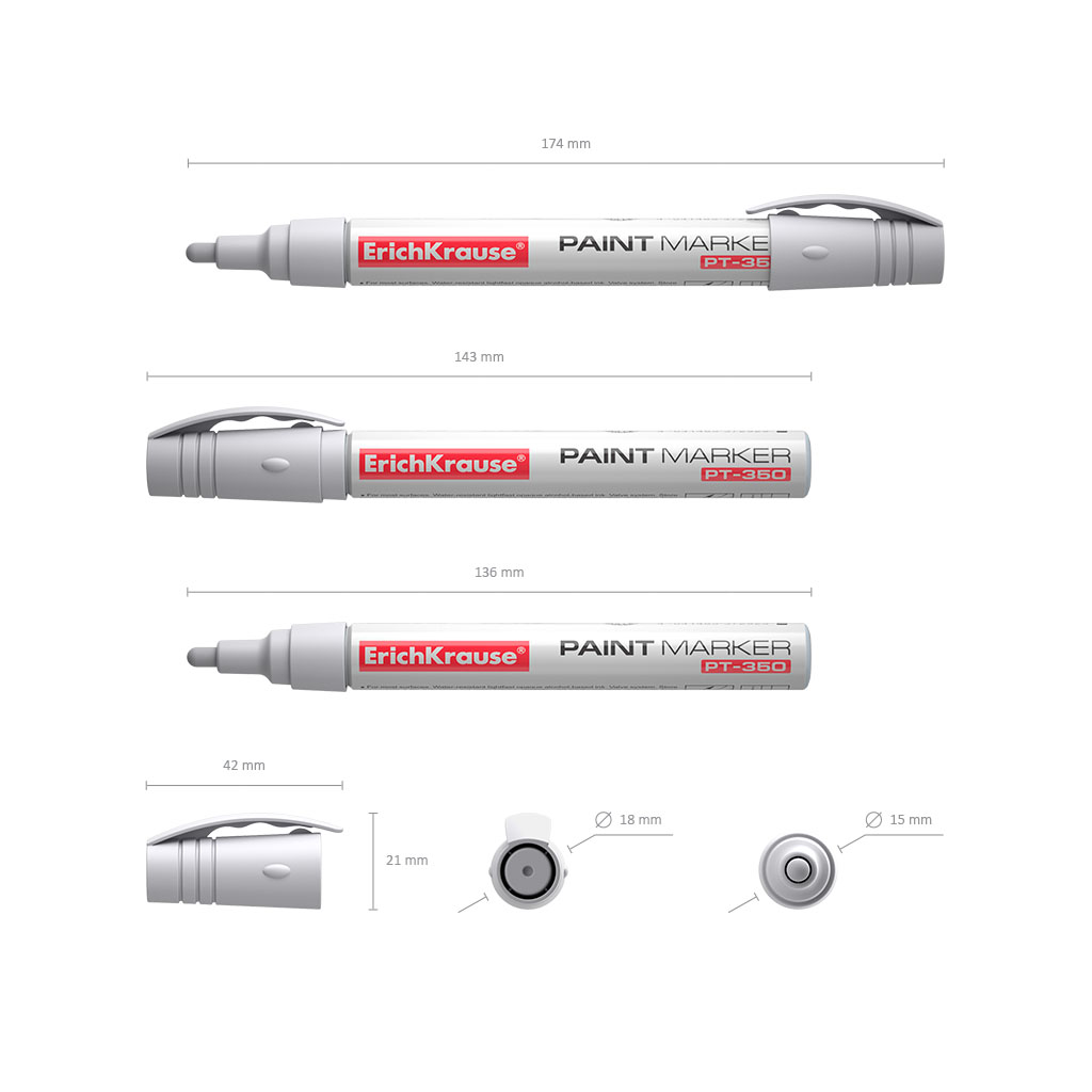 Krāsas marķieris ErichKrause PT-350 (balts)