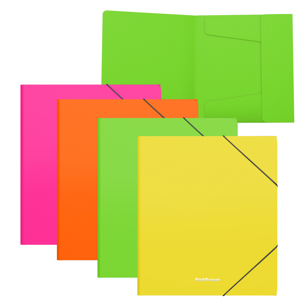 Folder A5+ with elastic bands ErichKrause Matt Neon (mixed colors)