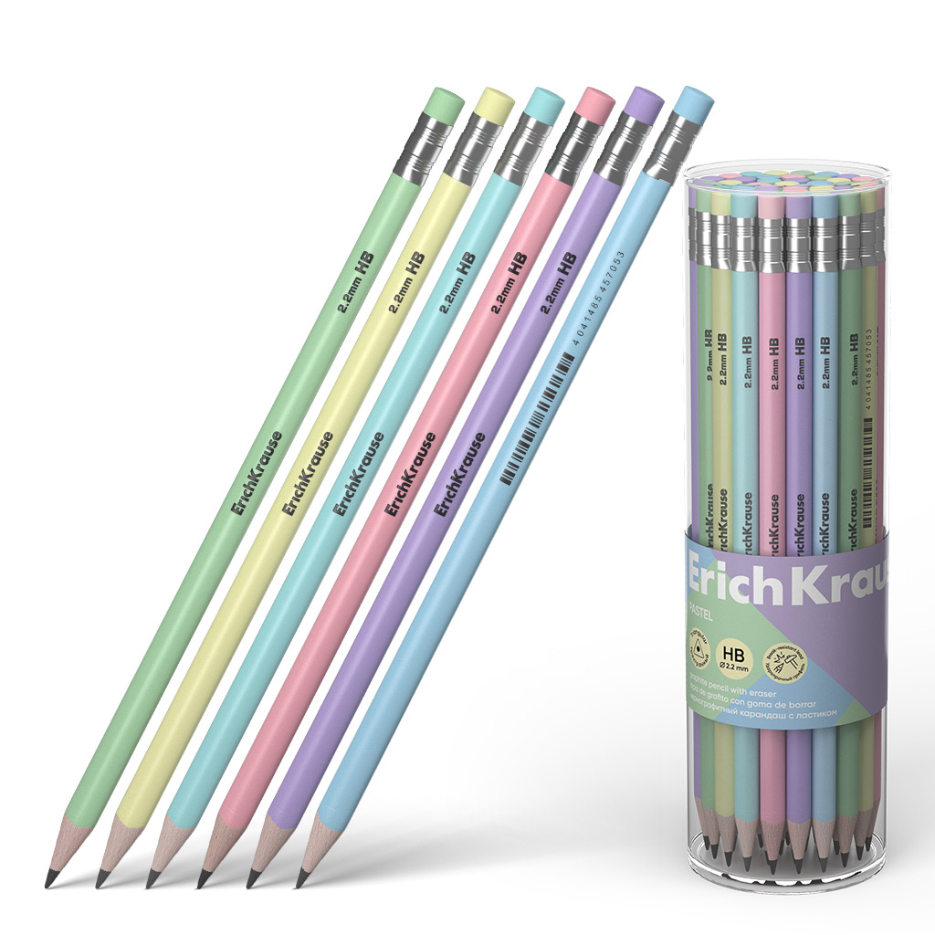 Pencil h/g ErichKrause Pastel, hardness HB, with eraser