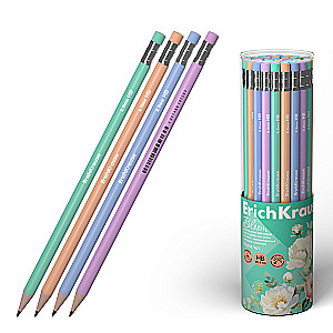 Zīmulis č/g ErichKrause Pastel Bloom, cietība HB, ar dzēšgumiju