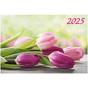Kvaršu sienas kalendārs trīsbloku Ziedu tulpju 310x680 uz 2025. gadu