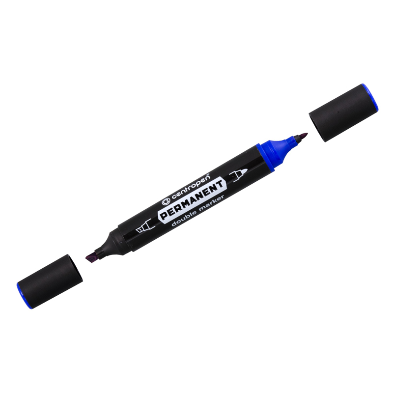 Permanent marker Centropen "1666", blue, bullet-shaped/beveled 1 mm/1-4 mm, double-sided