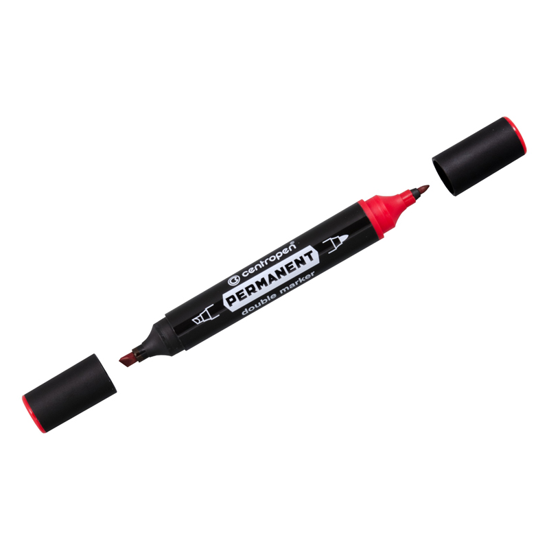 Permanent marker Centropen "1666", red, bullet-shaped/beveled 1 mm/1-4 mm, double-sided
