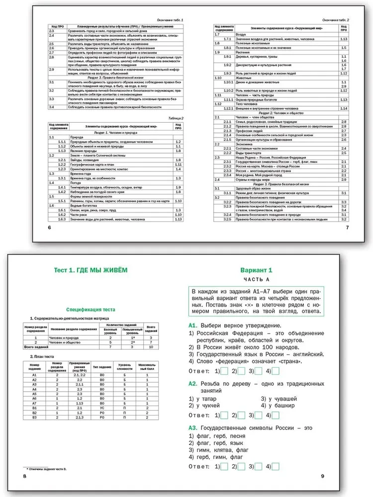 Pasaule. 2. klase. Priekšmeta testi