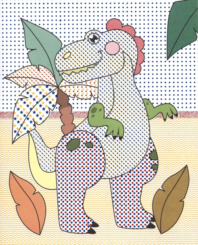 Ūdens krāsošana ar krāsainiem elementiem. Dinosauri