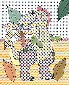 Ūdens krāsošana ar krāsainiem elementiem. Dinosauri