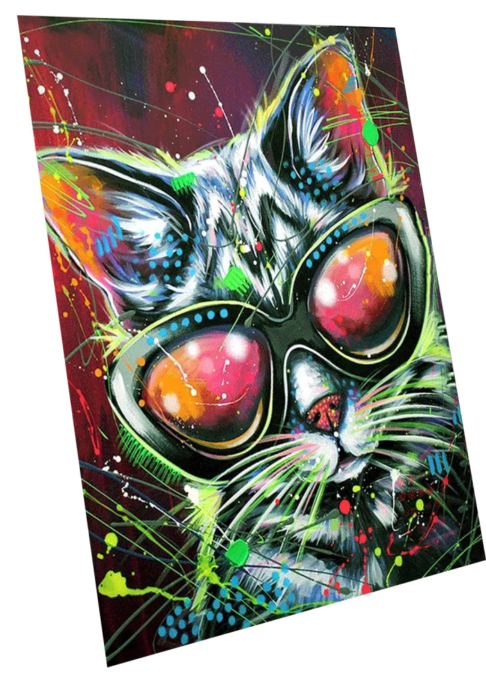 Glezna pēc numuriem ar spīdīgu krāsu Stilīgs kaķis,  40x50 cm