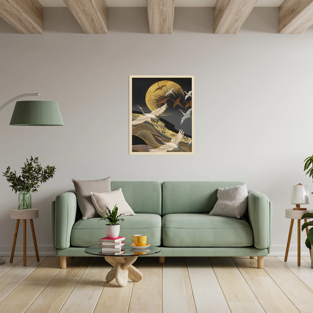 Glezna pēc numuriem ar zeltu (40x50) Cīrulīšu lidojums