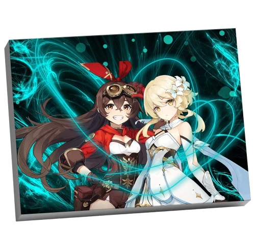 Molly numuru glezna (30x40) Genshin Neon Ember un Lumin