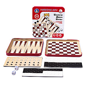 Magnētiskā spēle mazajiem, 3 in 1 Šahs, dambrete, nardi