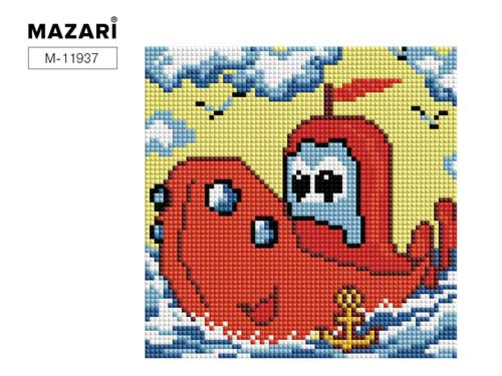 Dimanta mozaīka 20x20cm Priecīgais kuģītis
