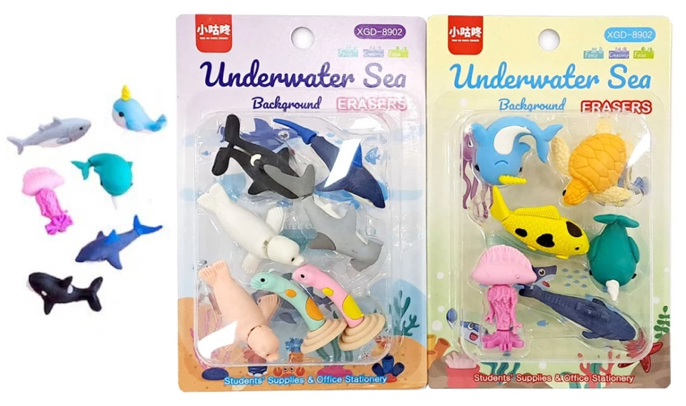Zīmuliņu dzēšgumiju komplekts UNDERWATER SEA