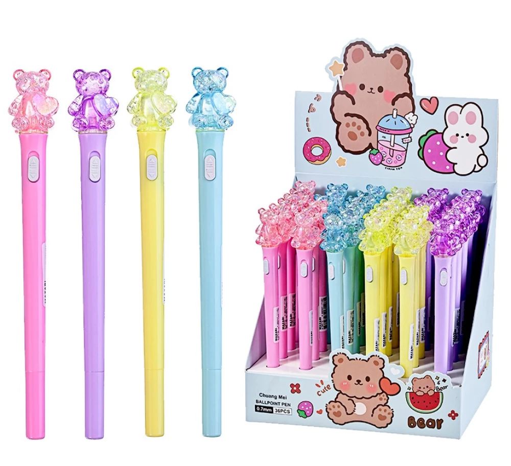 Kugļpildspalva 0,7 mm BEAR, zila, ar apgaismojumu