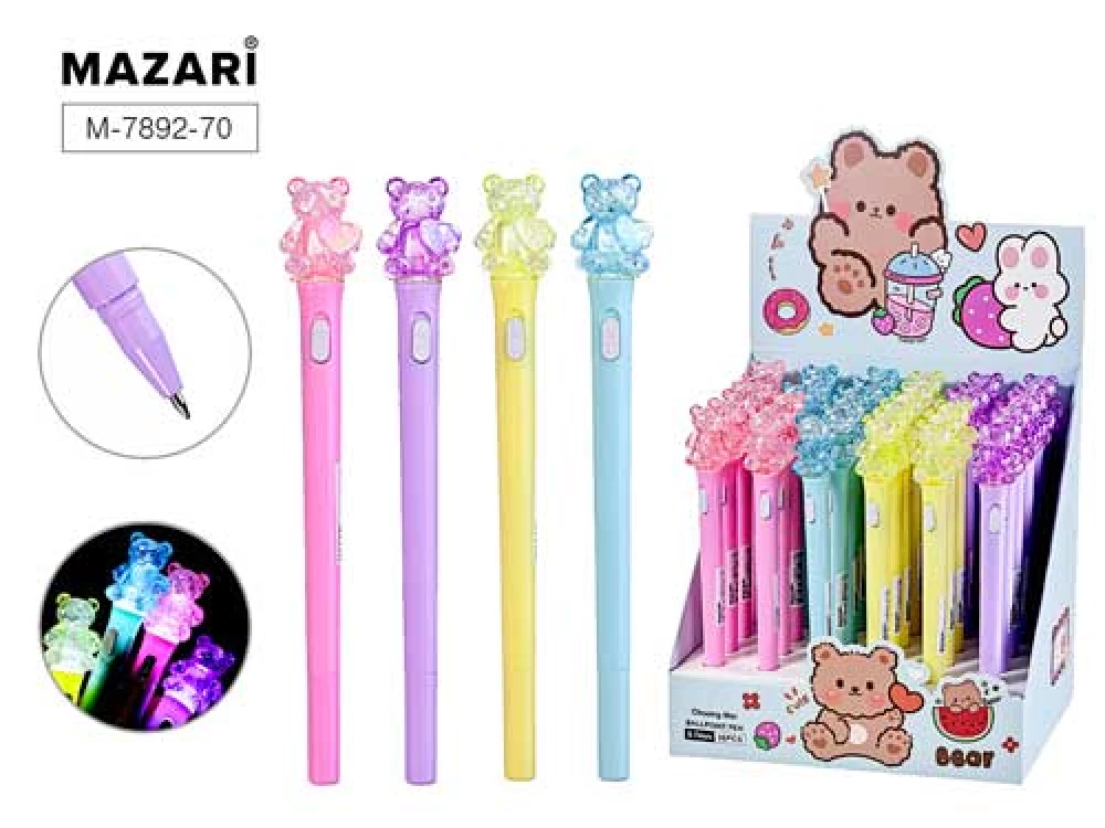 Kugļpildspalva 0,7 mm BEAR, zila, ar apgaismojumu