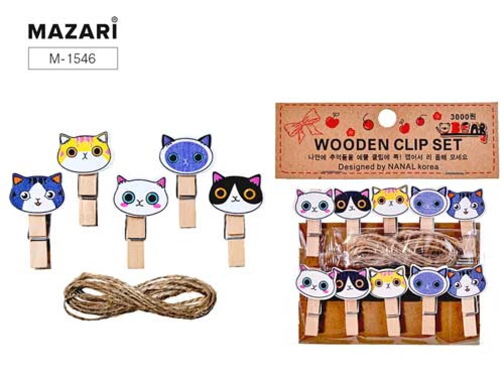 Dekoratīvās koka klipsi "Cats"