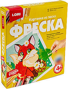 Freska. Gleznas no smiltīm Lapsiņa ar kumelītēm