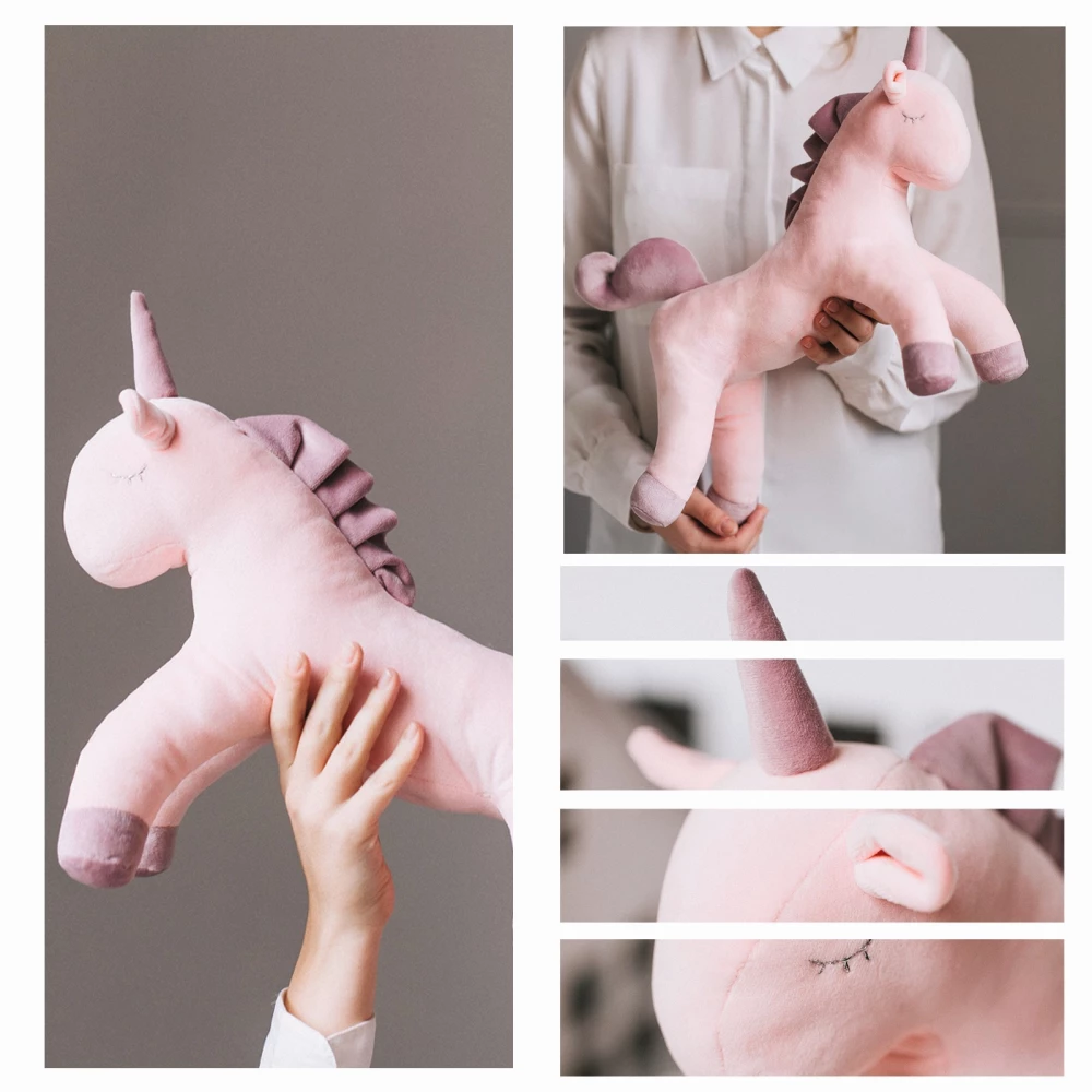 Šūšanas komplekts. Mīkstā rotaļlieta ar rokām - Plīša vienradzis Jūni, 29 cm