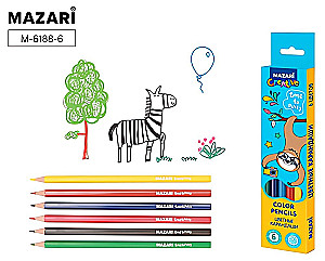 Krāsainie plastmasas zīmuļi Time to party, 6 krāsas