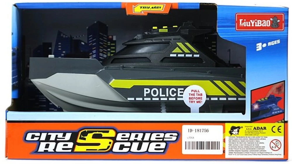 Bateriju laiva Policija ar skaņu un gaismu, pelēka