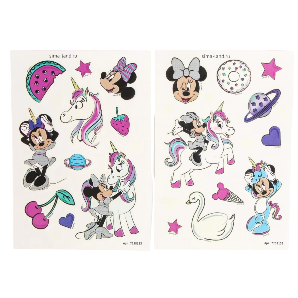 Pārvietojamās uzlīmes, kas spīd tumsā, Minnie Mouse un vienradzis