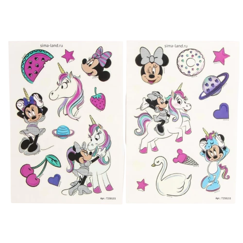 Pārvietojamās uzlīmes, kas spīd tumsā, Minnie Mouse un vienradzis