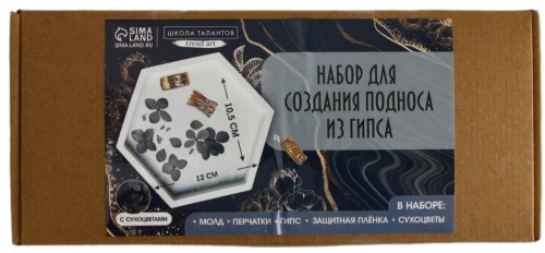 Gipša paletes izveidošanas komplekts ar sausajiem ziediem Sešstūris