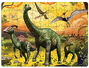 Mācību komplekts "Dinozauru pasaulē", grāmata un puzle