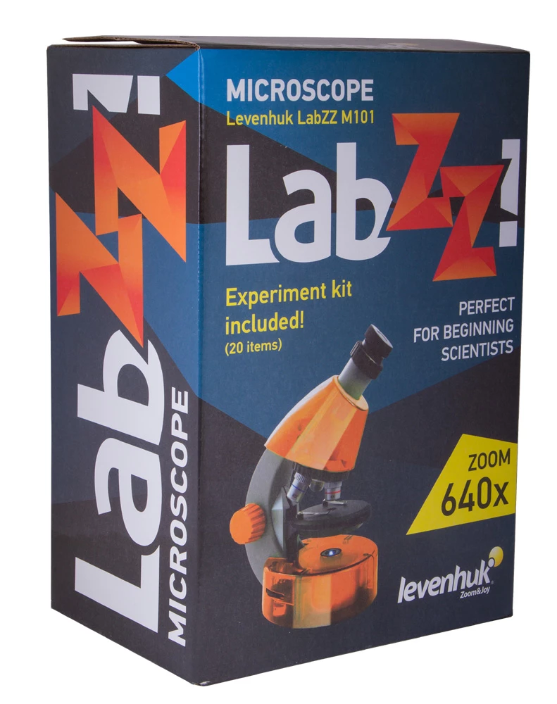 Bērnu mikroskops Levenhuk LabZZ M101 Orange, 40x-640x, ar eksperimentu komplektu