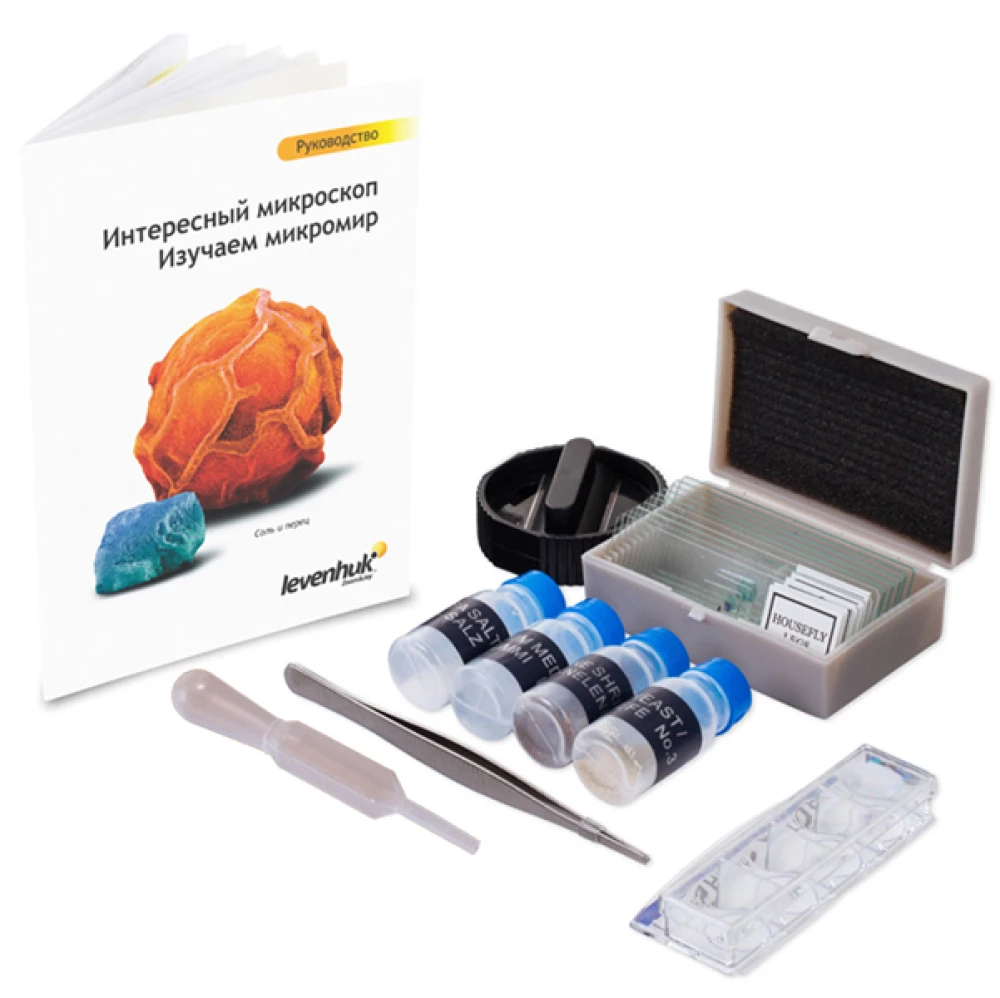 Bērnu mikroskops Levenhuk LabZZ M101 Orange, 40x-640x, ar eksperimentu komplektu