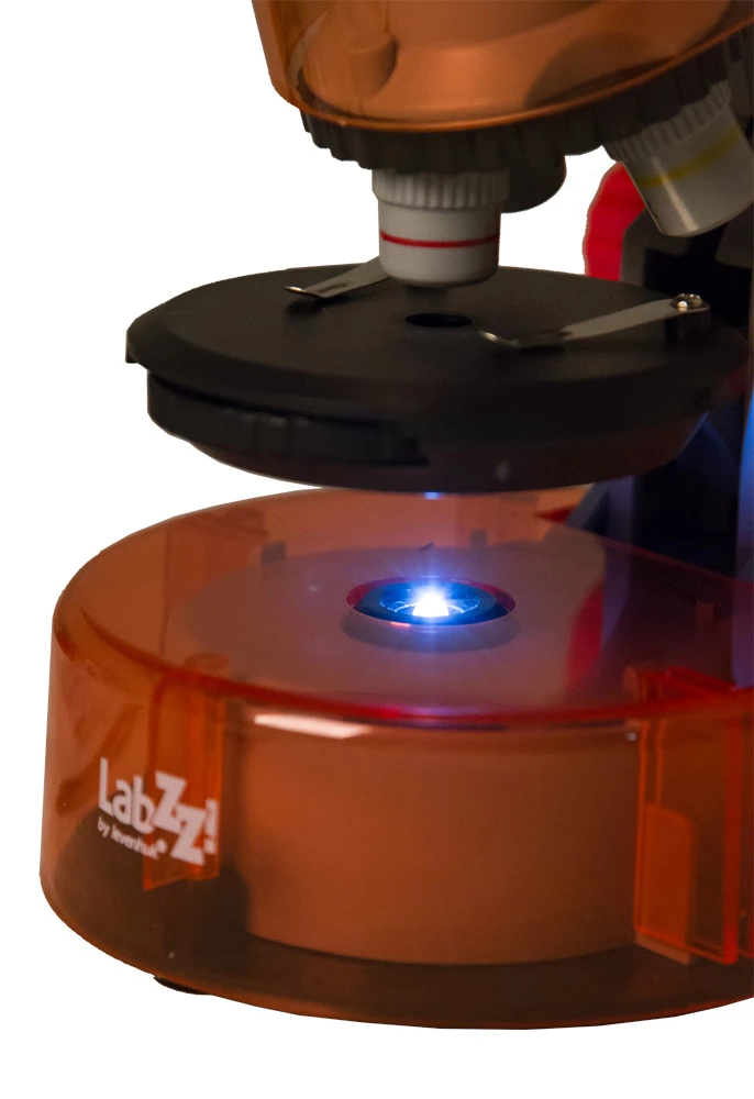 Bērnu mikroskops Levenhuk LabZZ M101 Orange, 40x-640x, ar eksperimentu komplektu