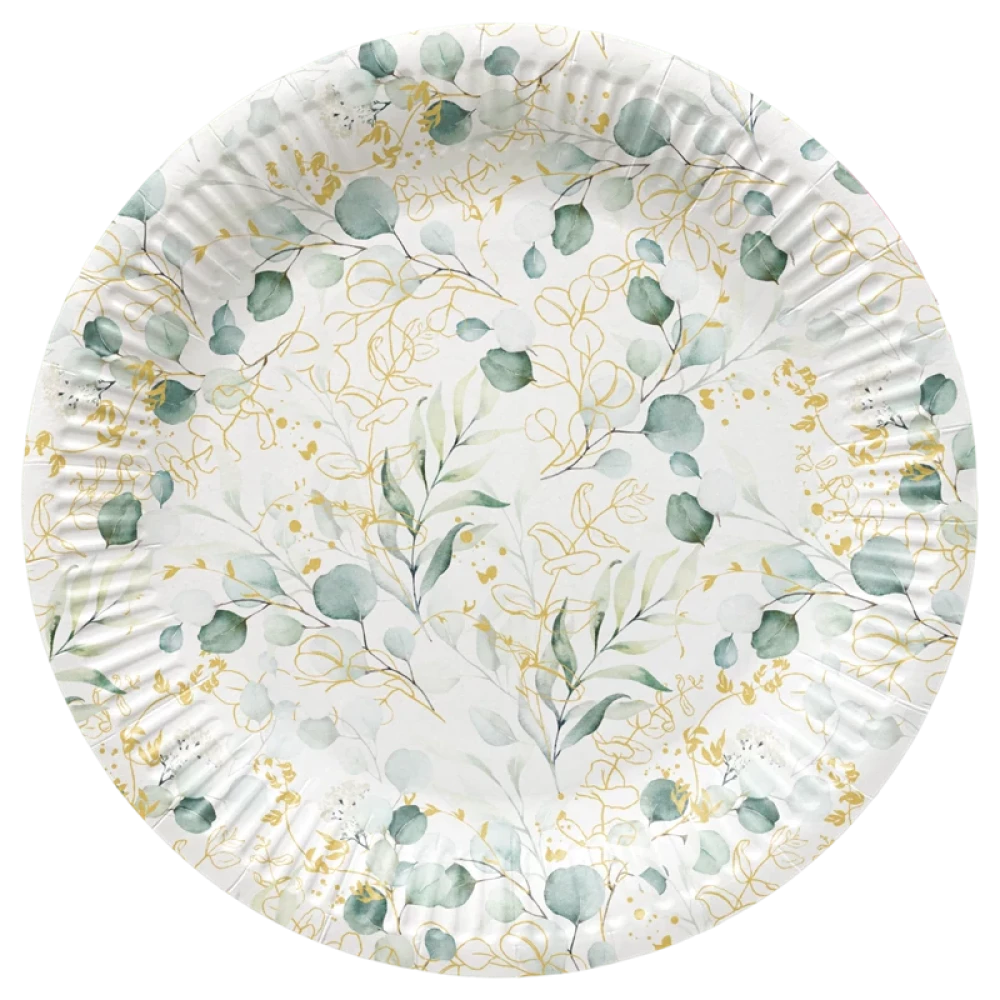 Vienreizējās Golden Eucalyptus šķīvji (8 gab.)