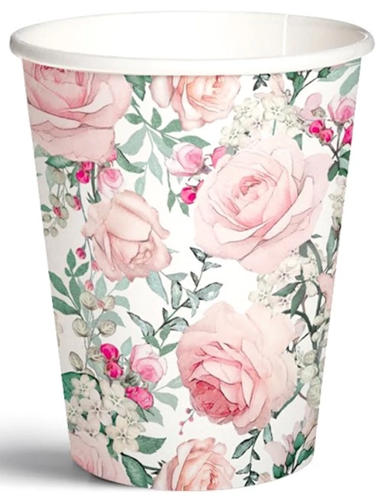 Vienreizējais kauss Gorgeous Roses 250 ml
