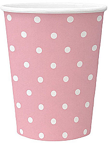 Vienreizējās lietošanas krūze Dots Light Pink 250 ml