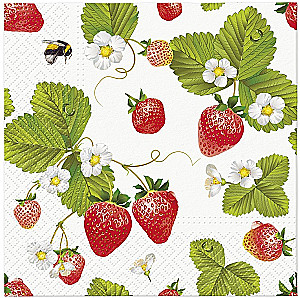 Salvetes "Strawberries bees", 33x33 cm, 20 gab.