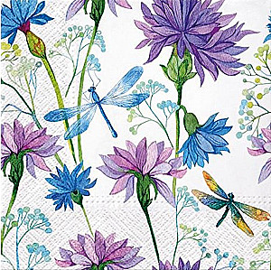 Salvetes "Flower With Dragonfly", 33x33 cm, 20 gab.
