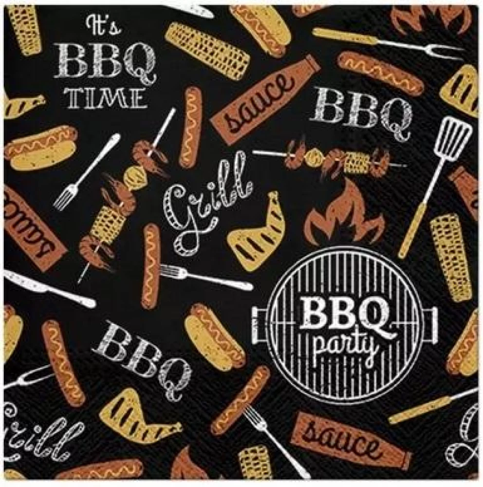 BBQ Party salvetes, 33x33 cm, 20 gab.