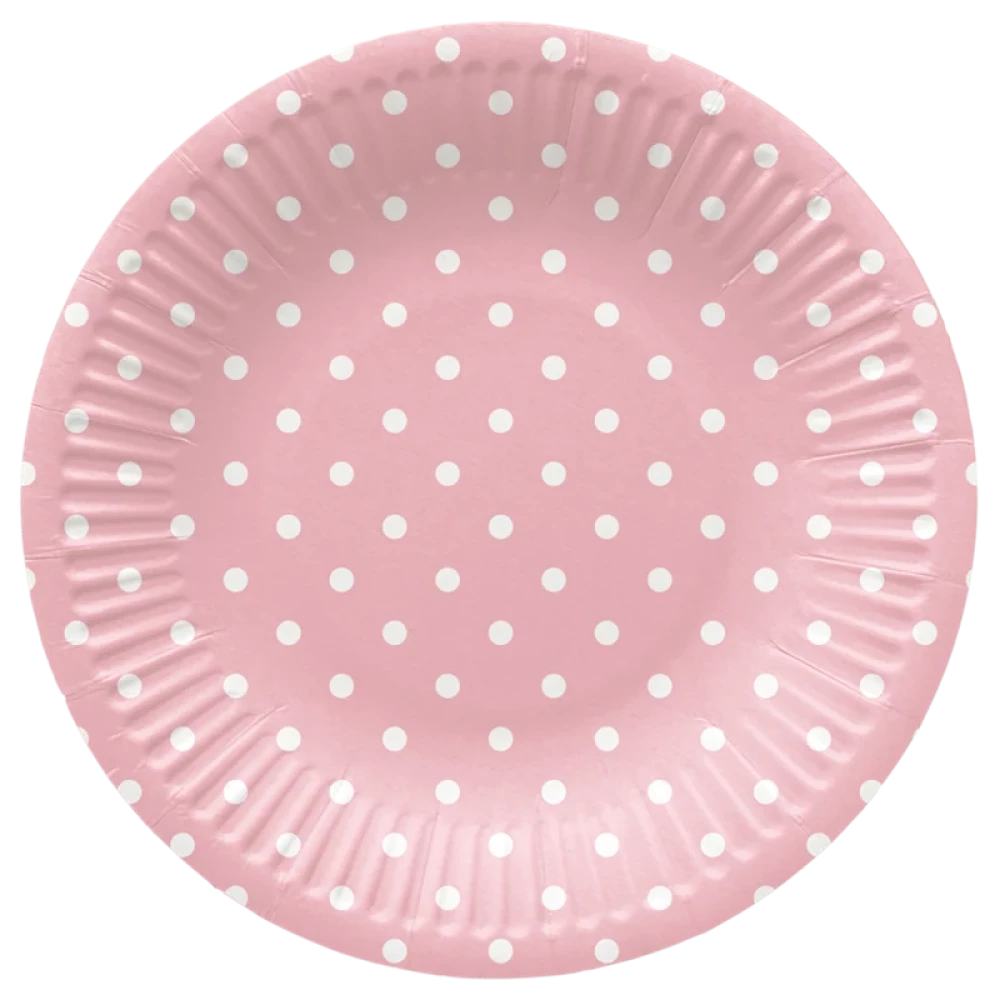 Vienreizējās Dots Light Pink šķīvji (8 gab.)