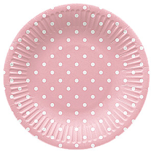 Vienreizējās Dots Light Pink šķīvji (8 gab.)