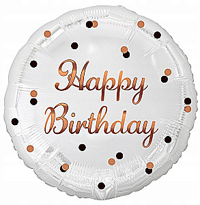 Foliētais gaisa balons Ar Dzimšanas dienu Happy Birthday, balts