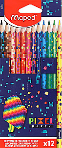 Krāsainie zīmuļi - Maped. Pixel Party, 12 krāsas