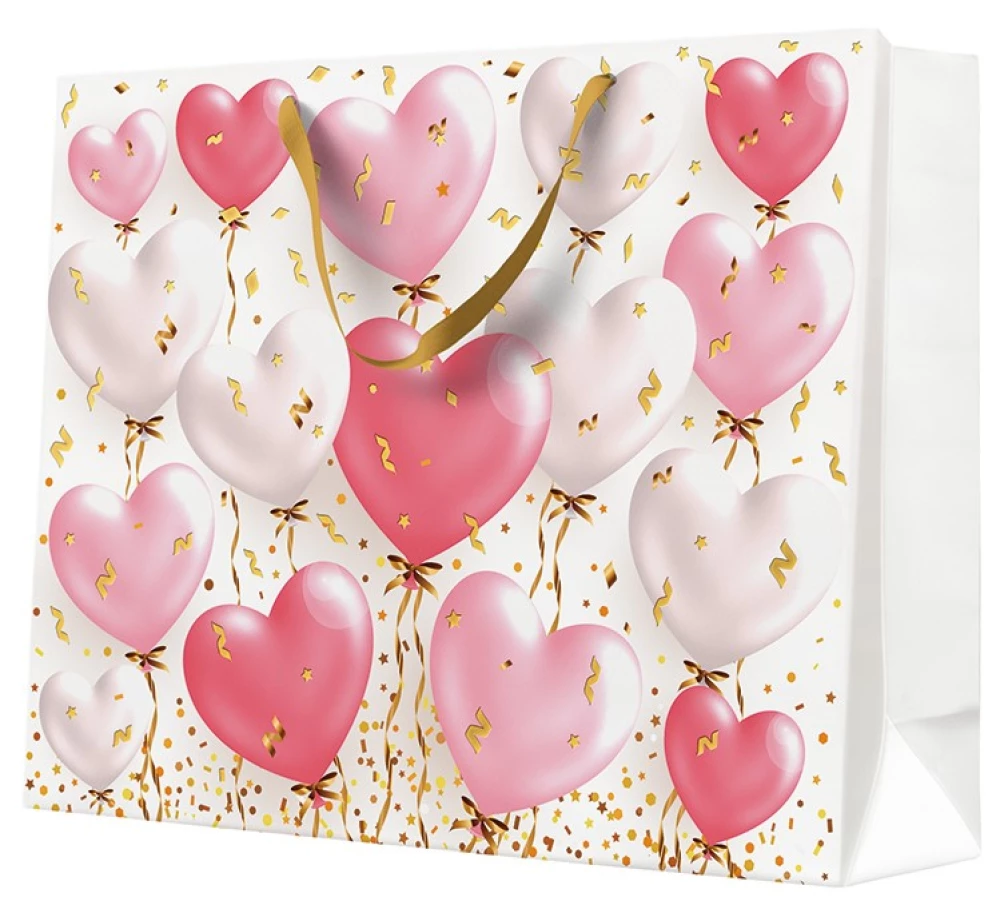 Dāvanu soma - Heart Baloons Rose (54x44x16)