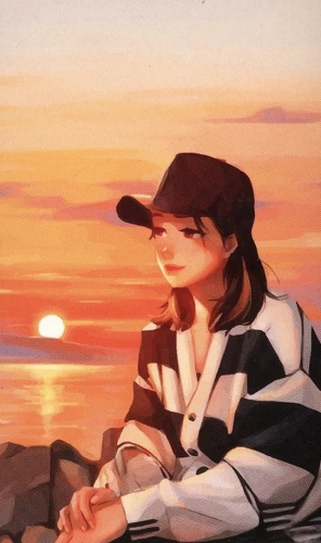 Glezna krāsošanai pēc numuriem - Anime. Saulrieta laikā