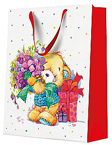 Dāvanu soma - Teddy Bear with Flowers (30x41x12)