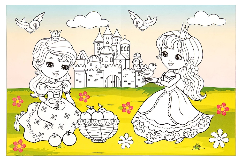 Ilgā krāsošana - Princeses un draugi