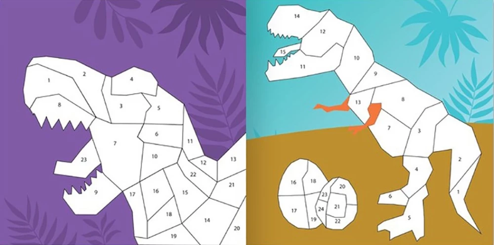 Zīmē ar uzlīmēm. Dinosaurus