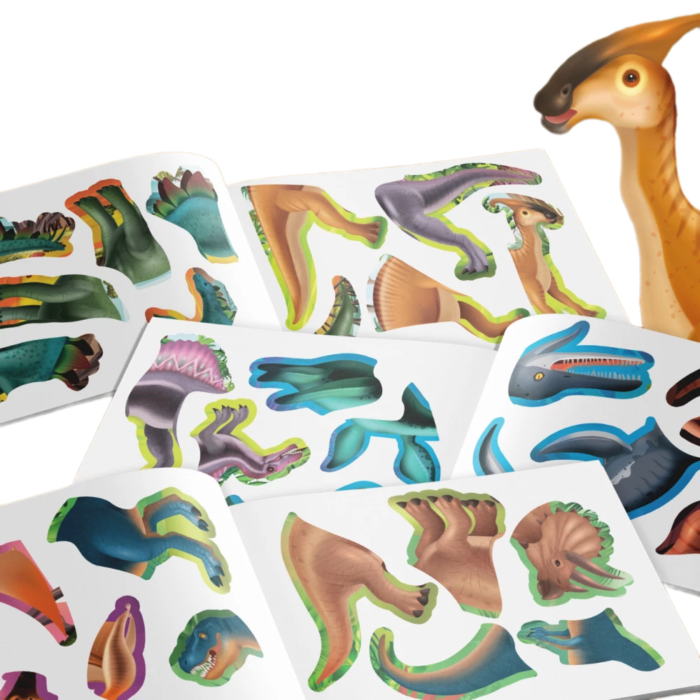 Grāmata ar uzlīmēm - Dinosauri. Kura ir šī skeleta?