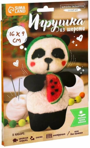 Vālēšana no vilnas - Panda ar arbūzu