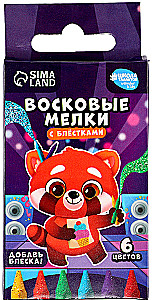 Vaska krītiņi ar spīdumu - Panda, komplekts 6 krāsās