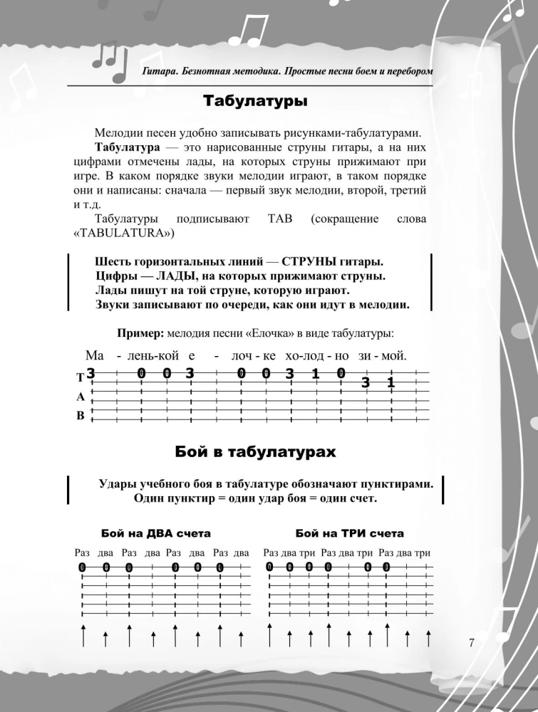 Beznotnā metodika spēlei uz ģitāras. Krievu dziesmas