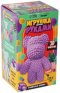 Rotaļlieta ar pomponiem - Lācis, krāsa - violetā